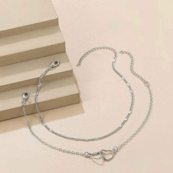 2pcs Heart Decor Bracelet Silver For Women Wedding Party - Picture 3 of 5